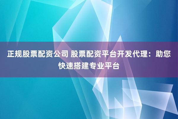 正规股票配资公司 股票配资平台开发代理：助您快速搭建专业平台