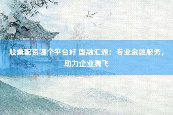 股票配资哪个平台好 国融汇通：专业金融服务，助力企业腾飞